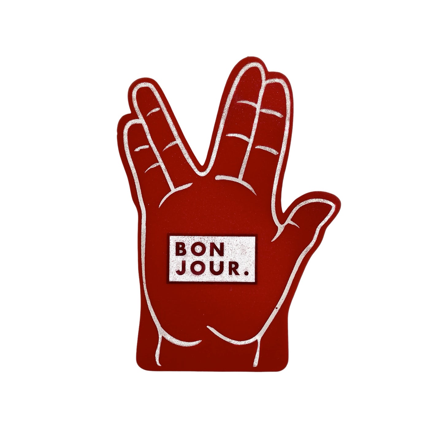 Bonjour.™ La Main En Mousse Spock Rouge
