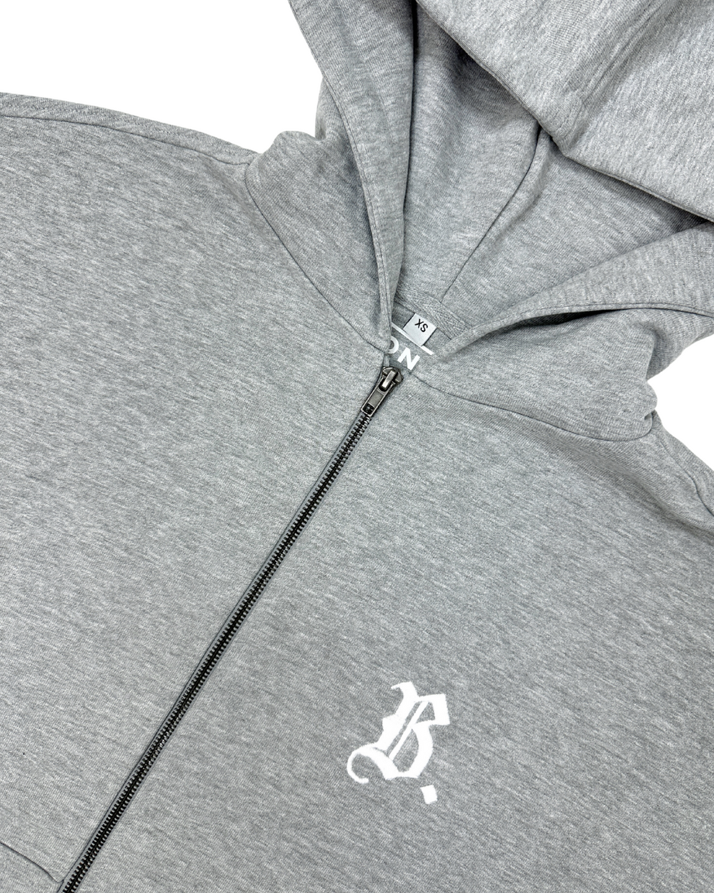 Hoodie Zippé Oversize Gris - Broderie B.