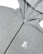 Hoodie Zippé Oversize Gris - Broderie B.