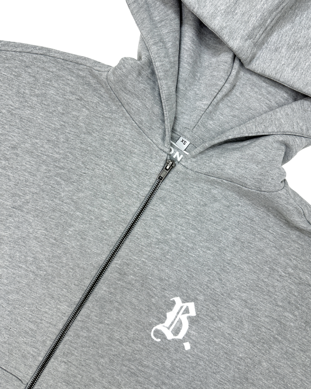 Hoodie Zippé Oversize Gris - Broderie B.