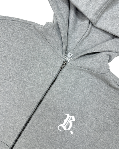 Hoodie Zippé Oversize Gris - Broderie B.