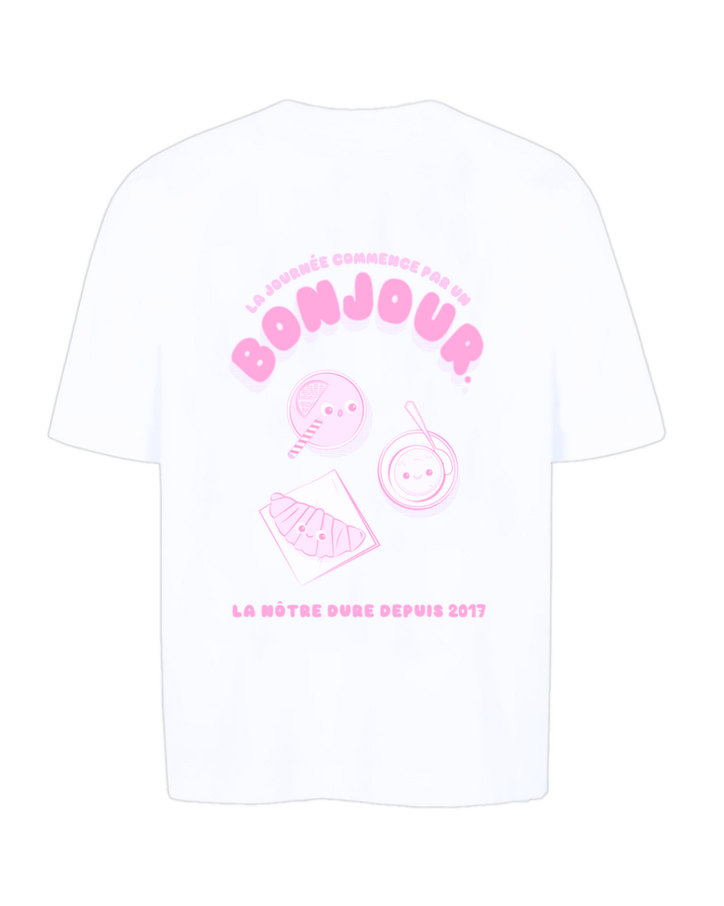 Le tee-shirt blanc Bonjour Petit Déjeuner vu de dos