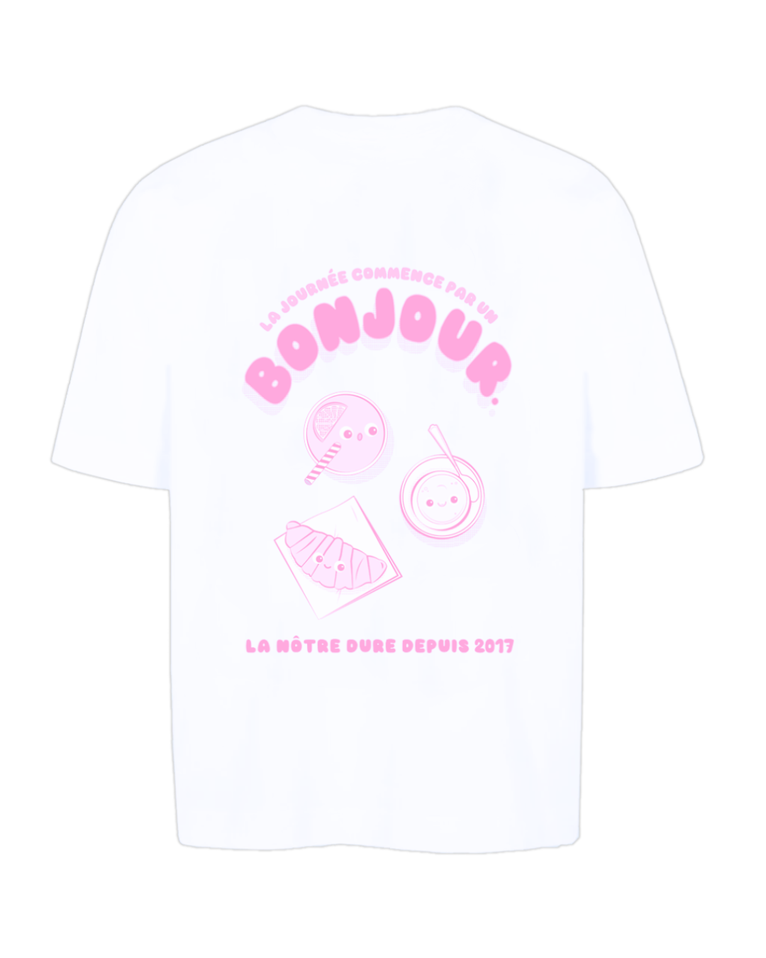 Le tee-shirt blanc Bonjour Petit Déjeuner vu de dos