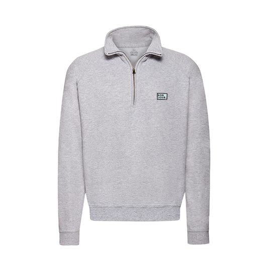 sweat col zip bonjour couleur gris chiné